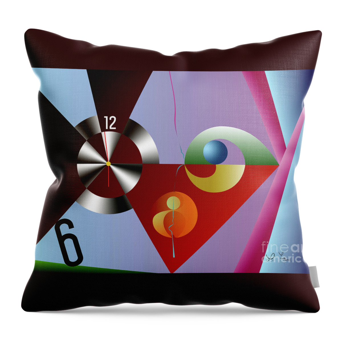 Six Oclock Throw Pillow featuring the digital art A moment before the sixth by Leo Symon