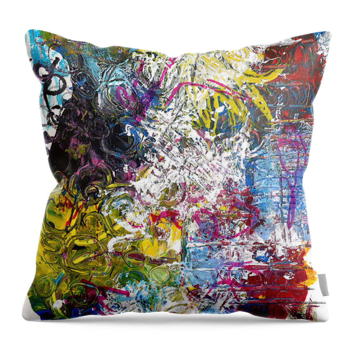 Abstract Throw Pillow featuring the mixed media A Monster In The Candy by Jade Knights
