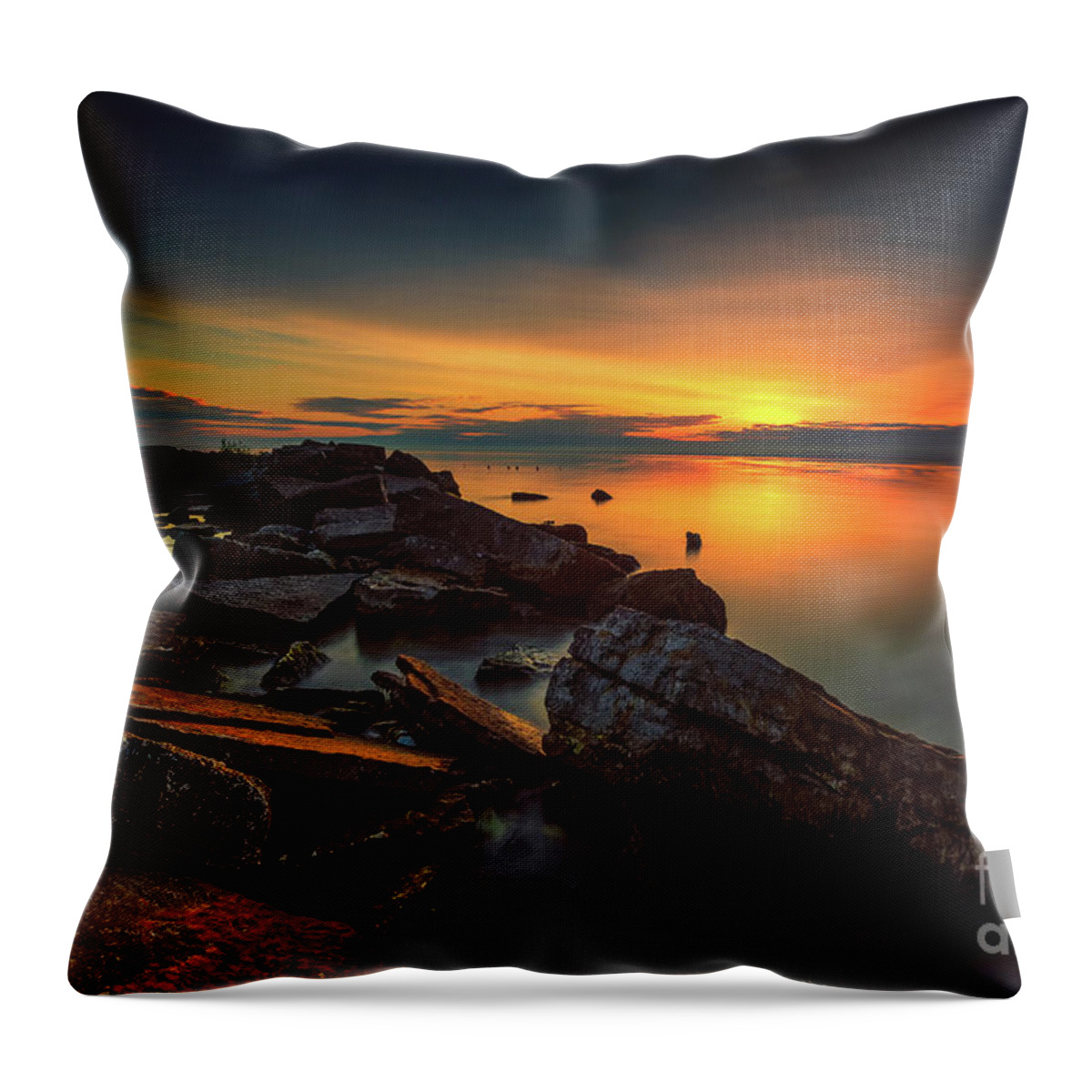 Clouds Throw Pillow featuring the photograph A Morning on the Rocks by Andrew Slater