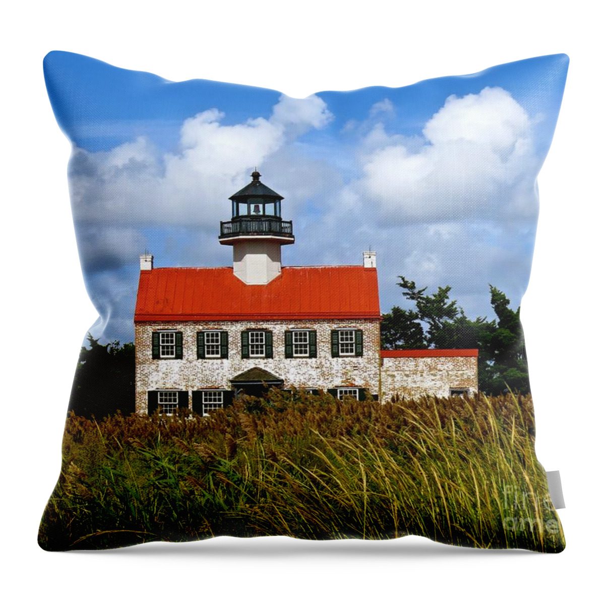 East Point Lighthouse Throw Pillow featuring the photograph A New Day at East Point Light by Nancy Patterson