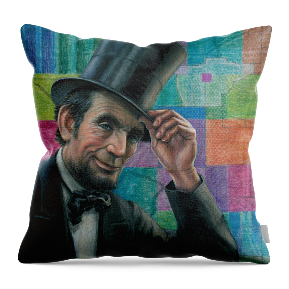Abraham Throw Pillow featuring the painting A Nod to Springfield by Jane Bucci