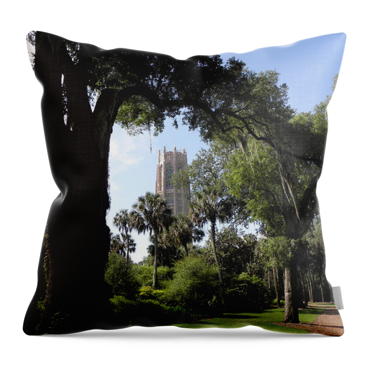 Bok Tower Throw Pillow featuring the photograph A Path To The Tower by Kim Galluzzo