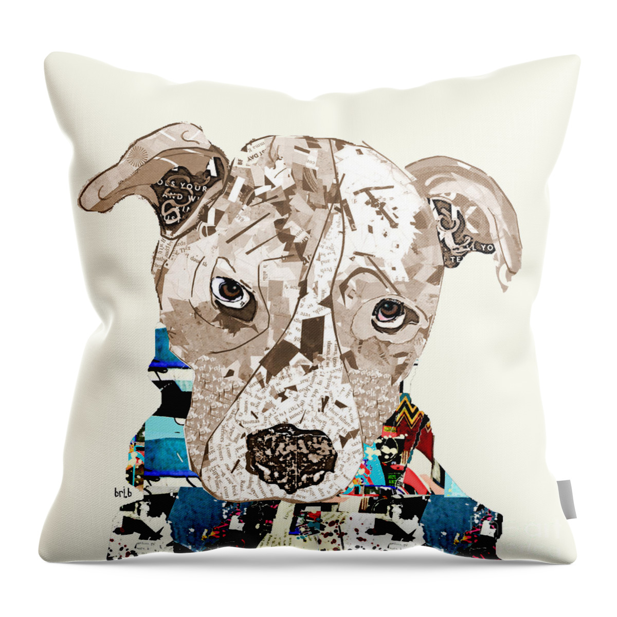 Pitbulls Throw Pillow featuring the painting A Pit Bull Day by Bri Buckley