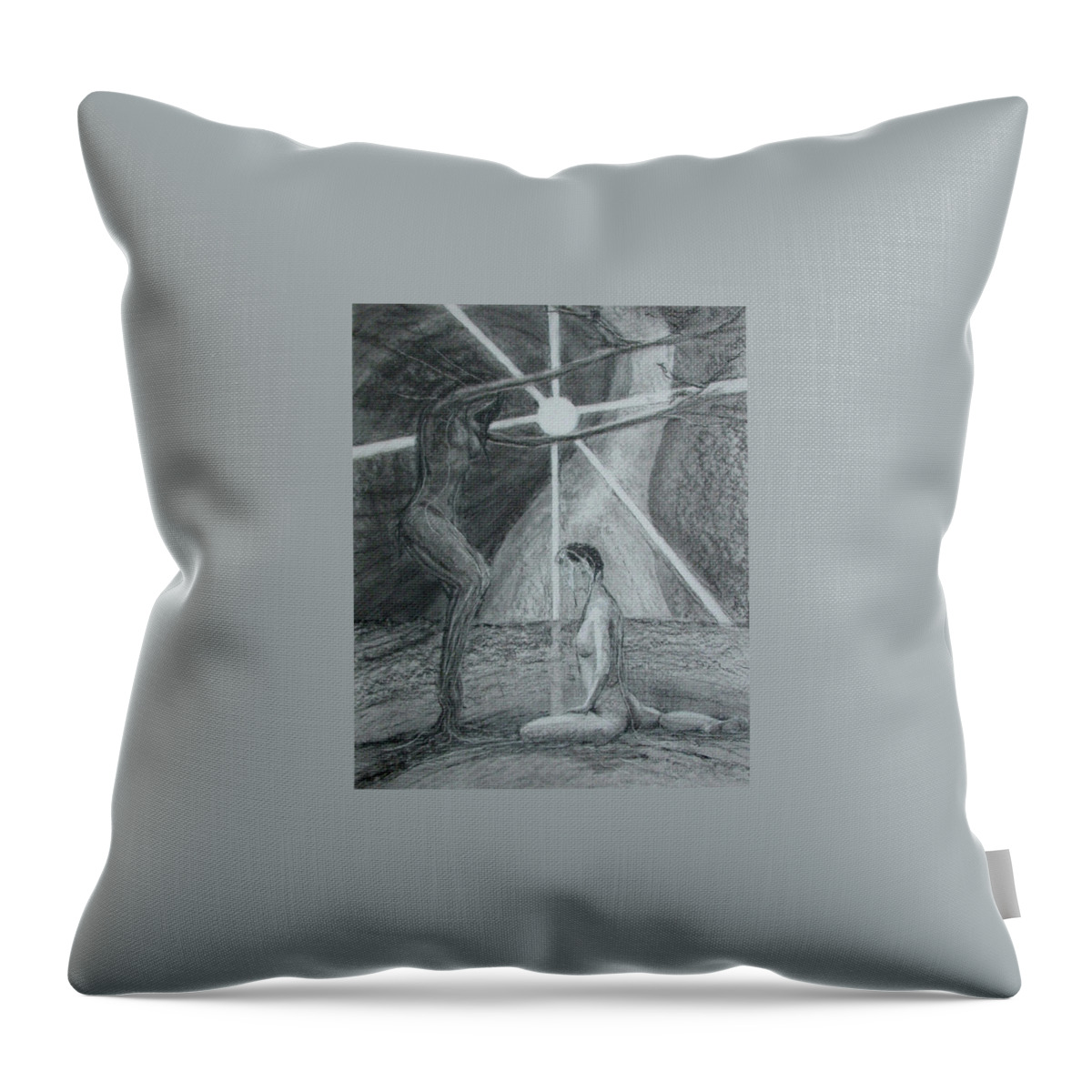 Mark Fine Art Throw Pillow featuring the drawing A Place of Stillness by Mark Johnson