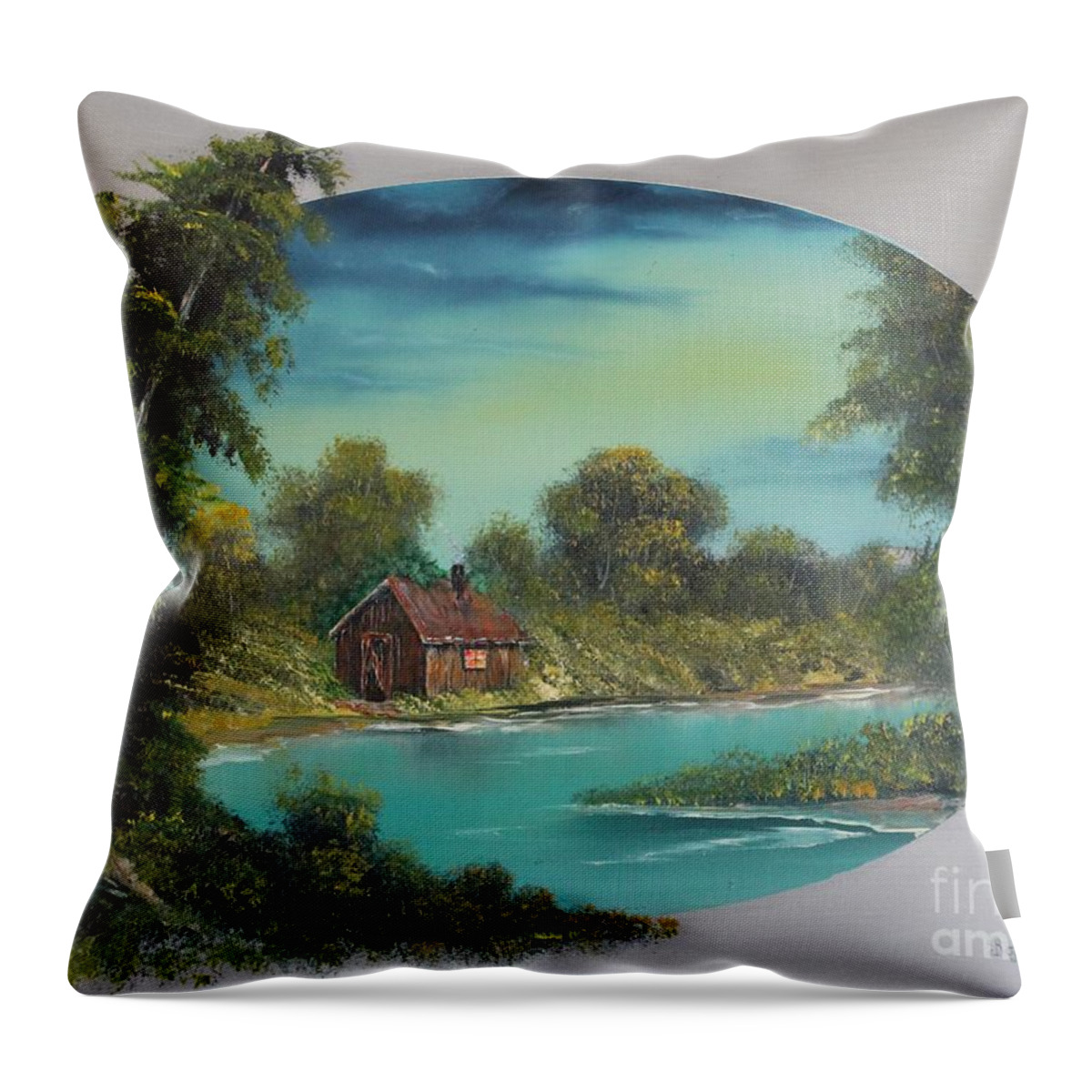 Oil Paintings Throw Pillow featuring the painting A Place to Reflect by Bob Williams