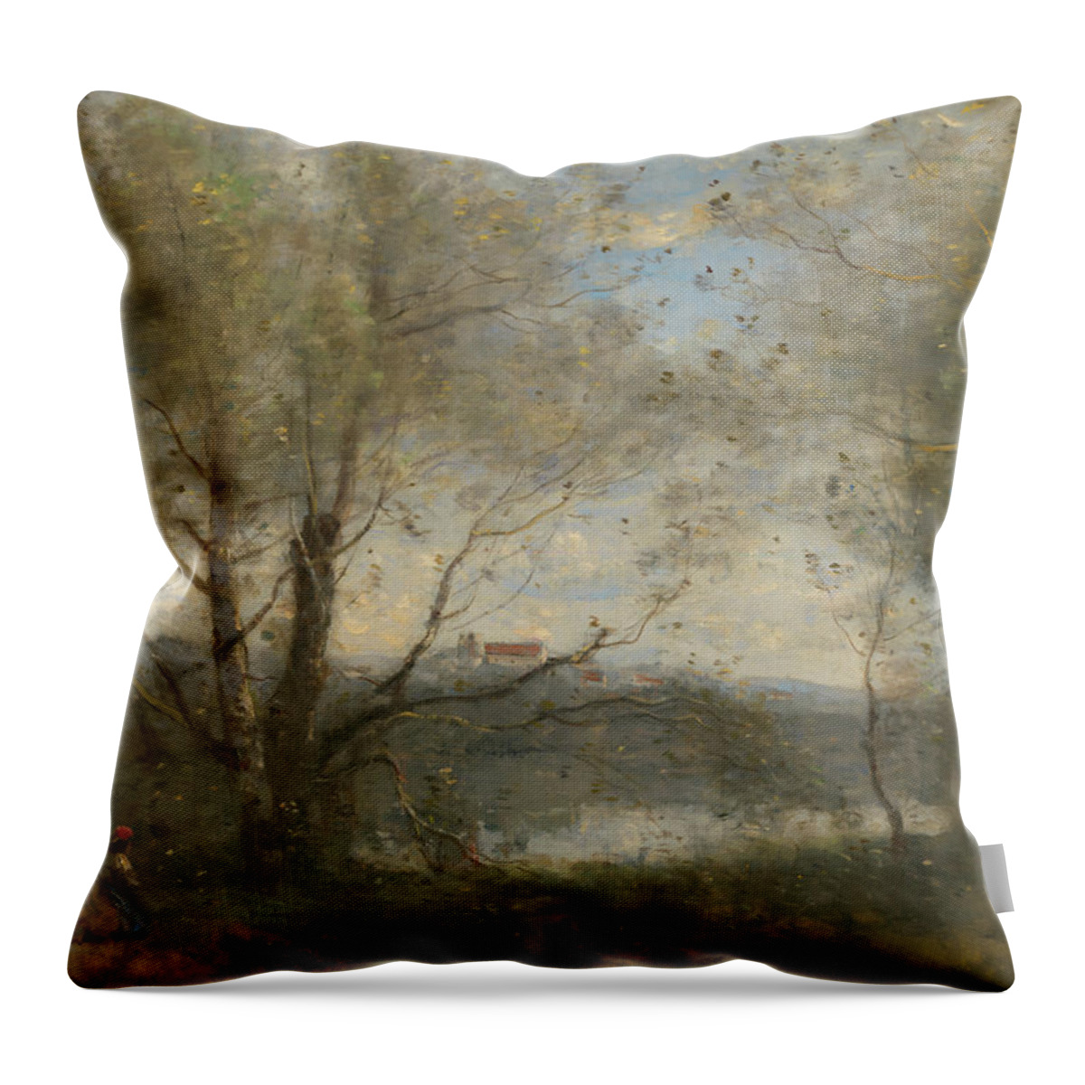 Painting Throw Pillow featuring the painting A Pond Seen Through The Trees by Mountain Dreams