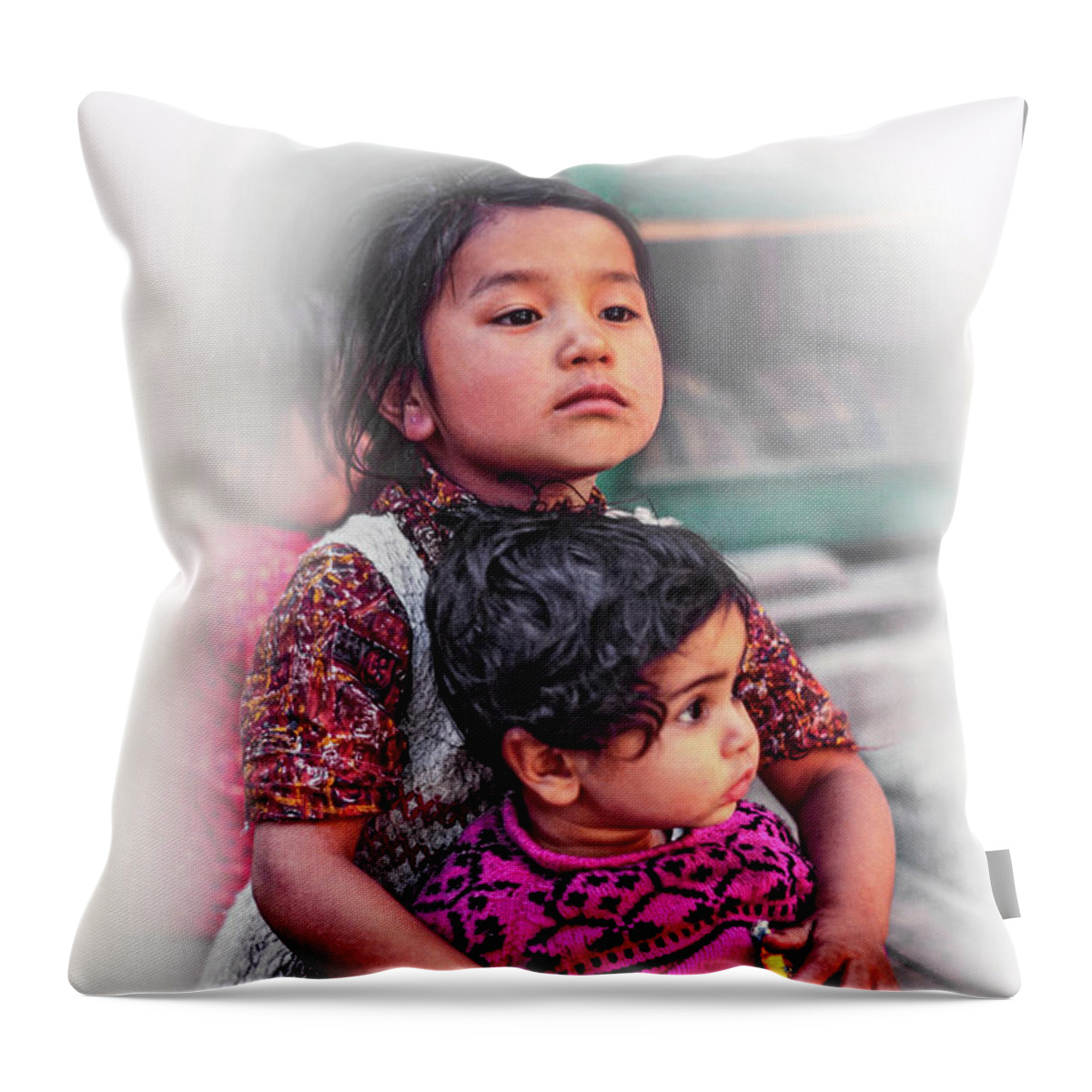 India Throw Pillow featuring the photograph A Proud Sister - Vignette by Steve Harrington