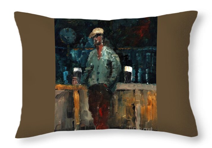 Ireland Throw Pillow featuring the painting F 772 Holy Hour a pint and a spare. by Val Byrne