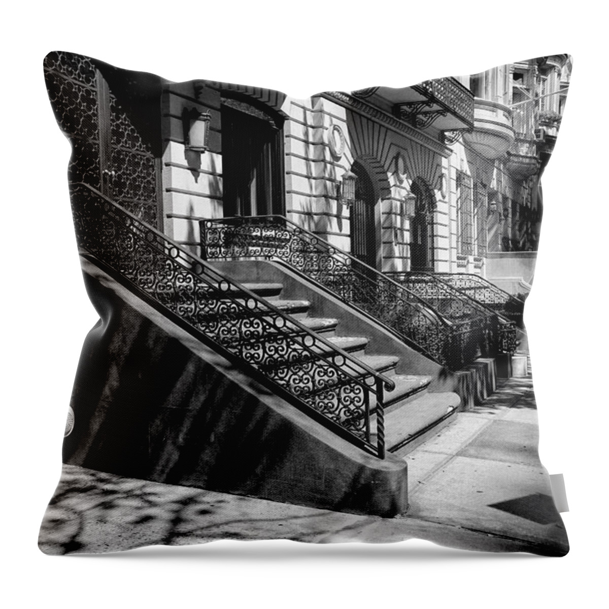Black And White Throw Pillow featuring the photograph A Quiet Street in Manhattan by Cornelis Verwaal