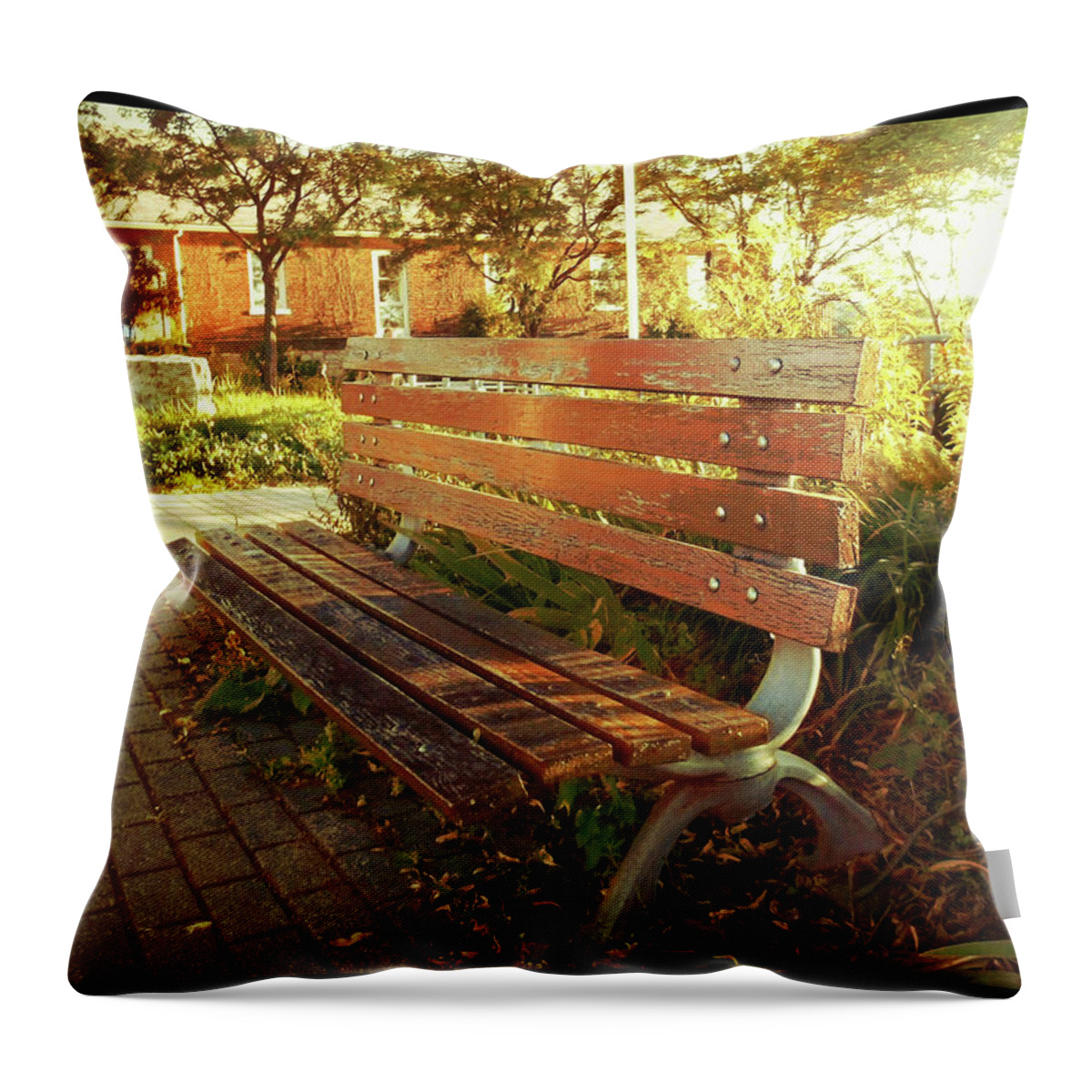 Bench Throw Pillow featuring the photograph A Restful Respite by Shawn Dall