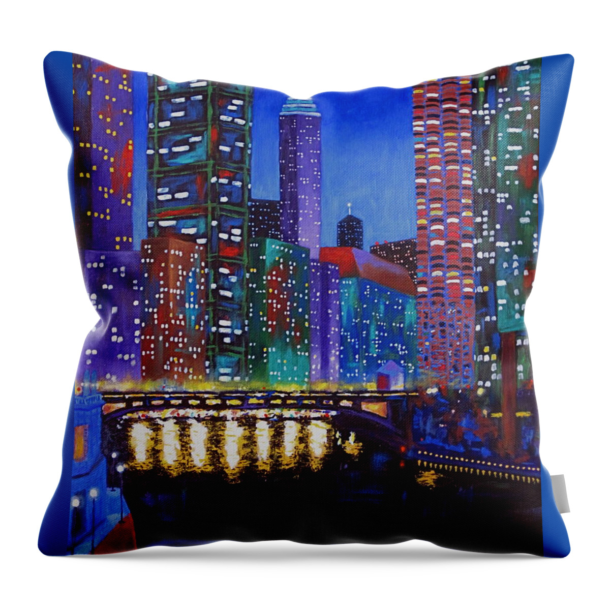 Chicago Throw Pillow featuring the painting A River Runs Through It 2 by J Loren Reedy