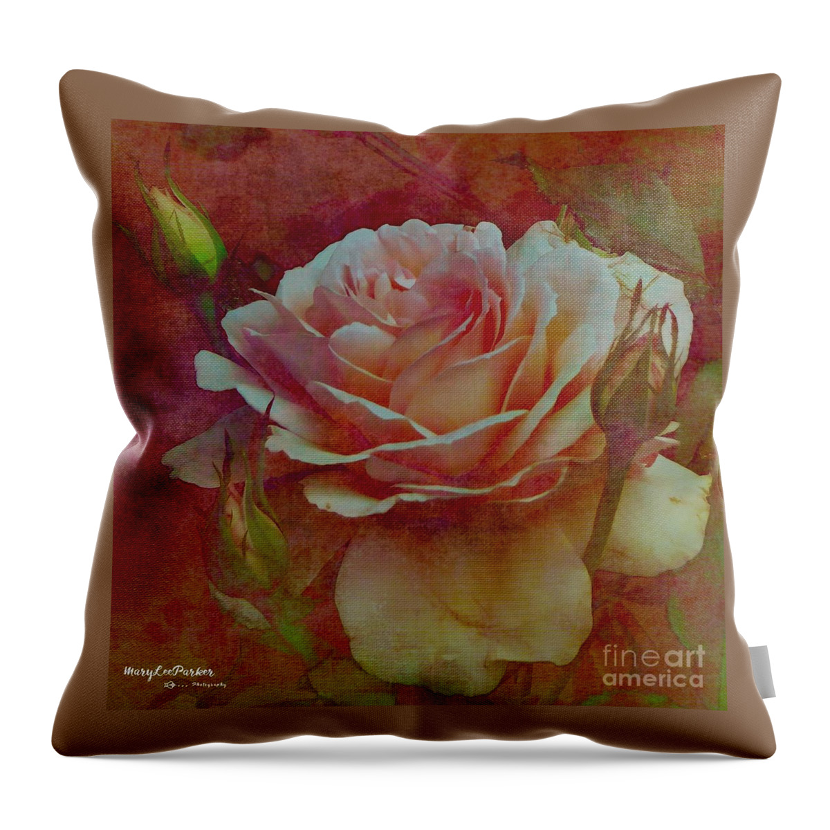 Flower Throw Pillow featuring the mixed media A Rose by MaryLee Parker
