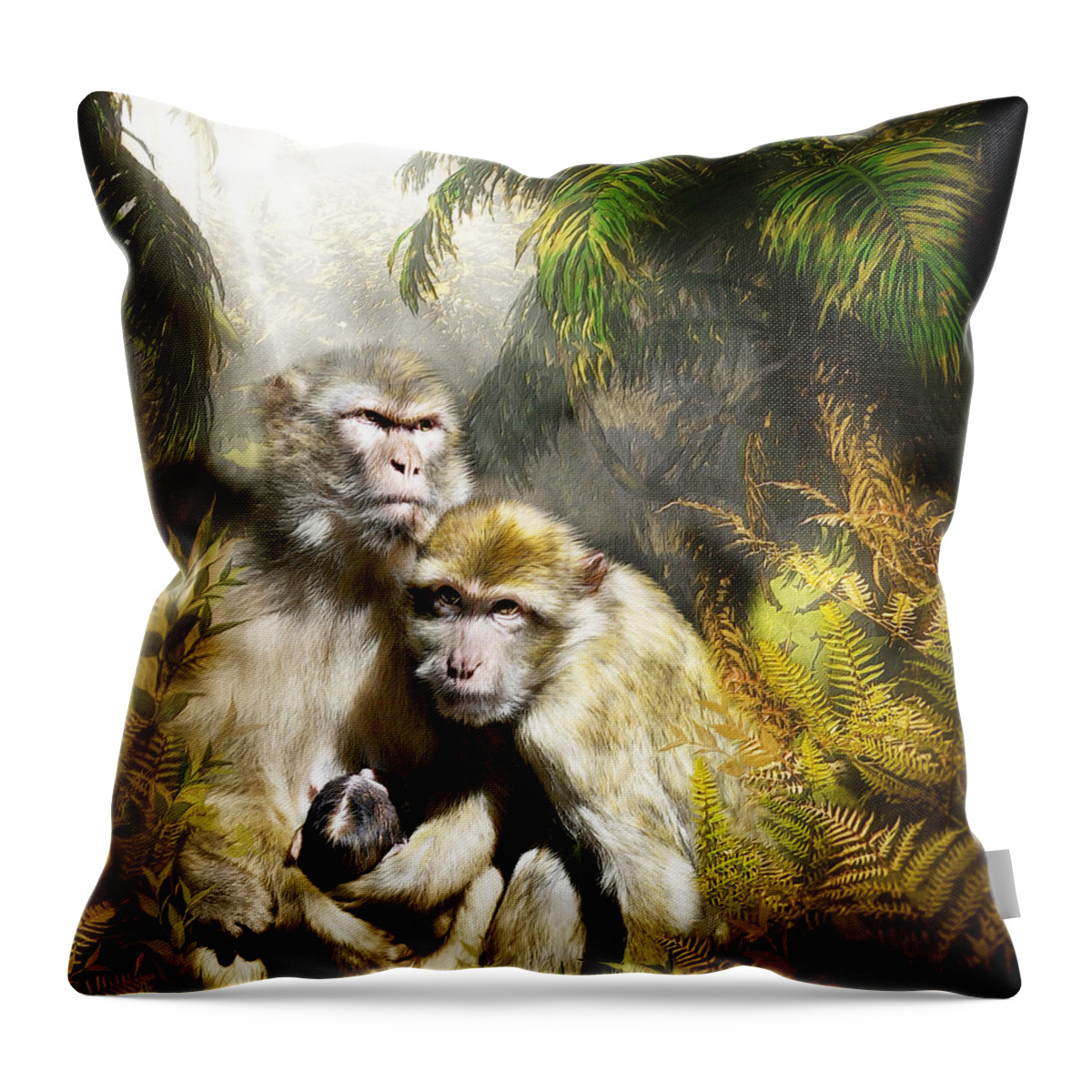Ape Throw Pillow featuring the mixed media A Sacred Place by Carol Cavalaris