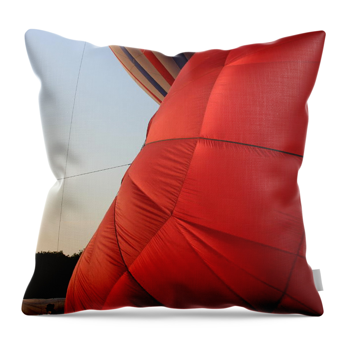 Hot Air Balloon Throw Pillow featuring the photograph A Sense of Scale by Lyle Hatch
