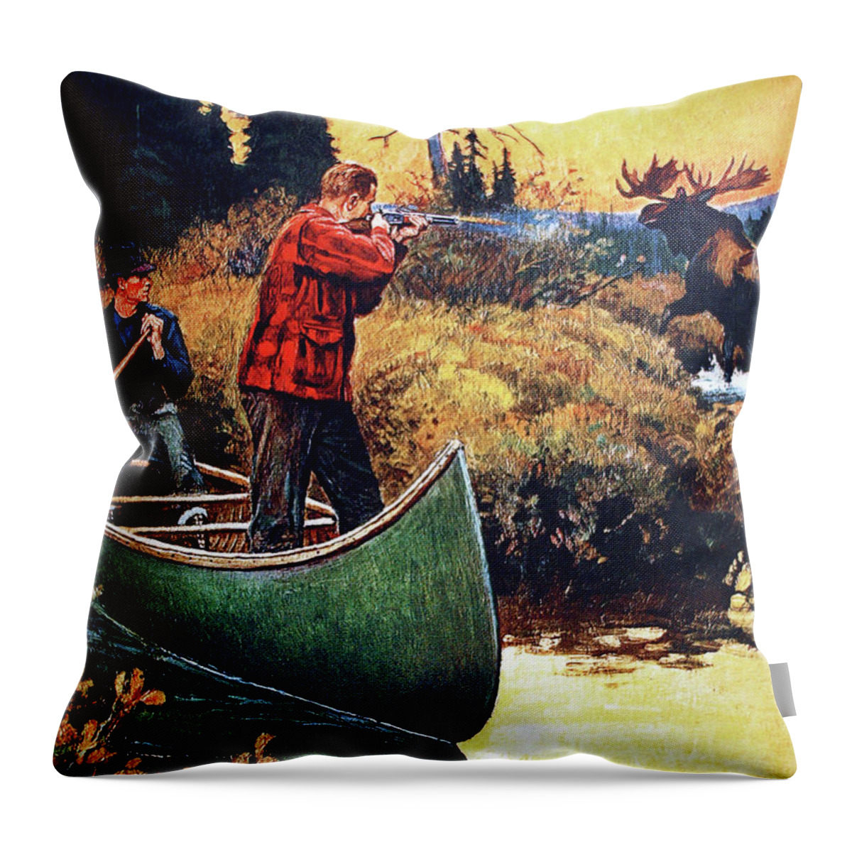Outdoor Throw Pillow featuring the painting A Shot At The Monarch by Philip R Goodwin