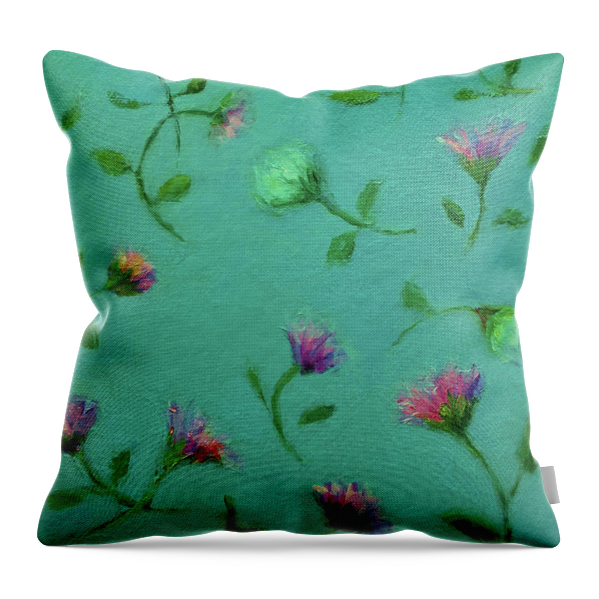 Floral Art Throw Pillow featuring the painting A Shower of Flowers by Mary Wolf
