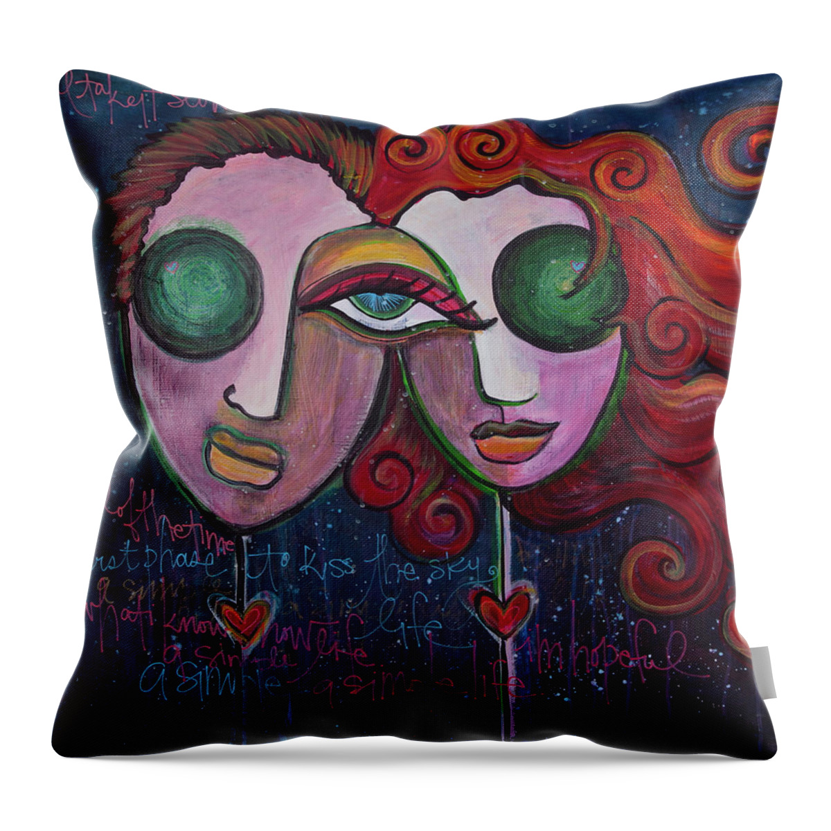 Muses Market Tour Throw Pillow featuring the painting A Simple Life by Laurie Maves ART