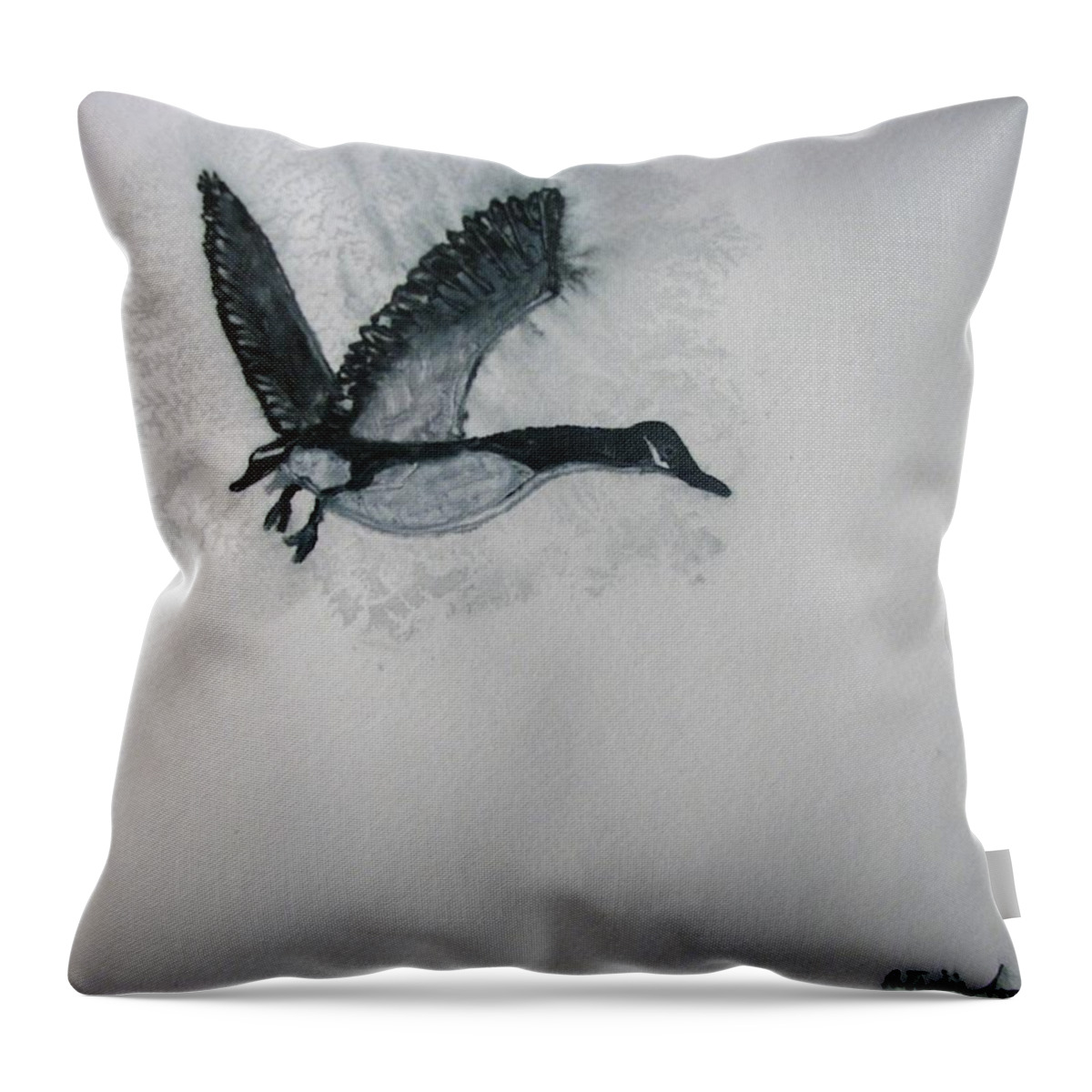 Birds Throw Pillow featuring the painting A single Goose by Patricia Arroyo