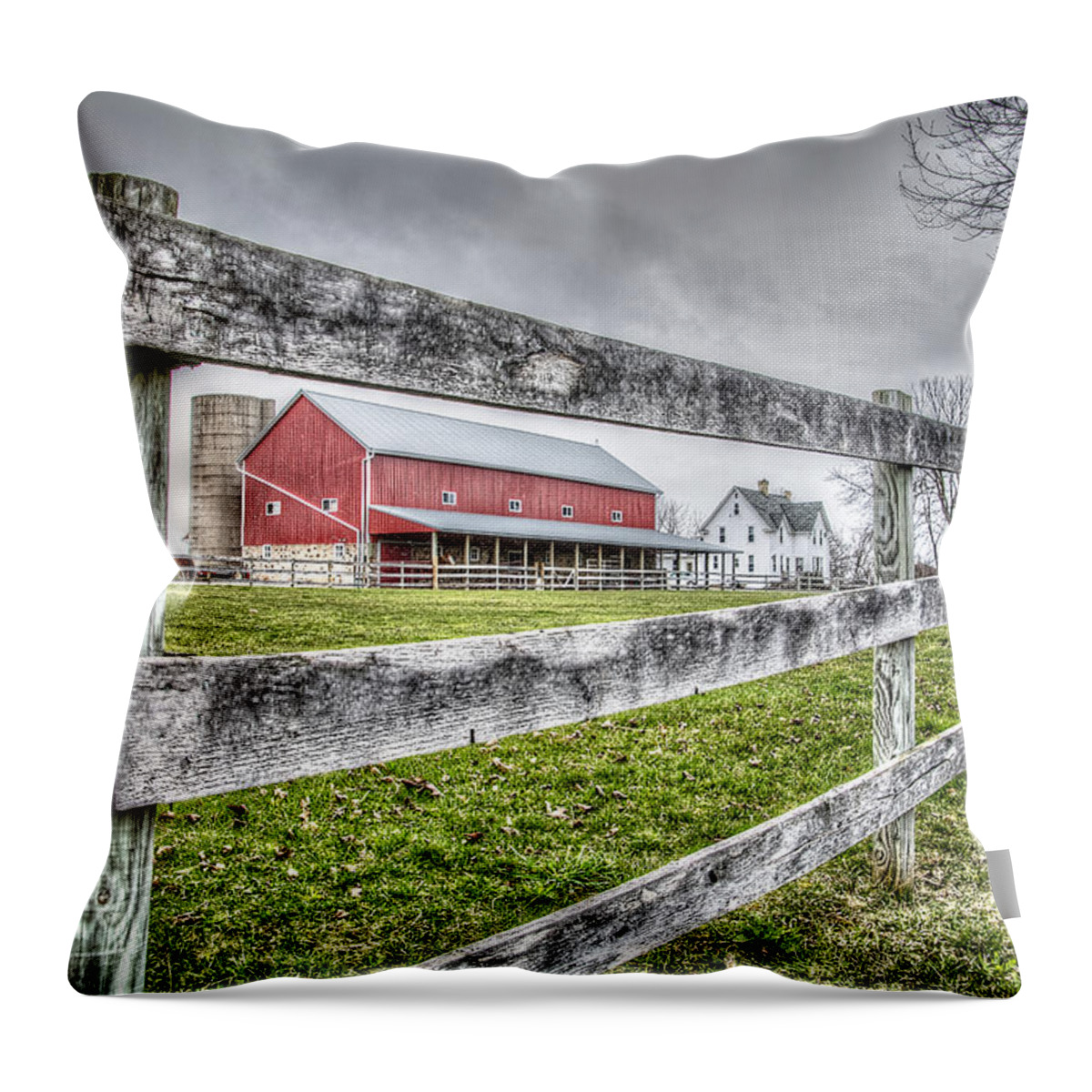 Field Throw Pillow featuring the photograph A Slice of the Barn by Deborah Klubertanz