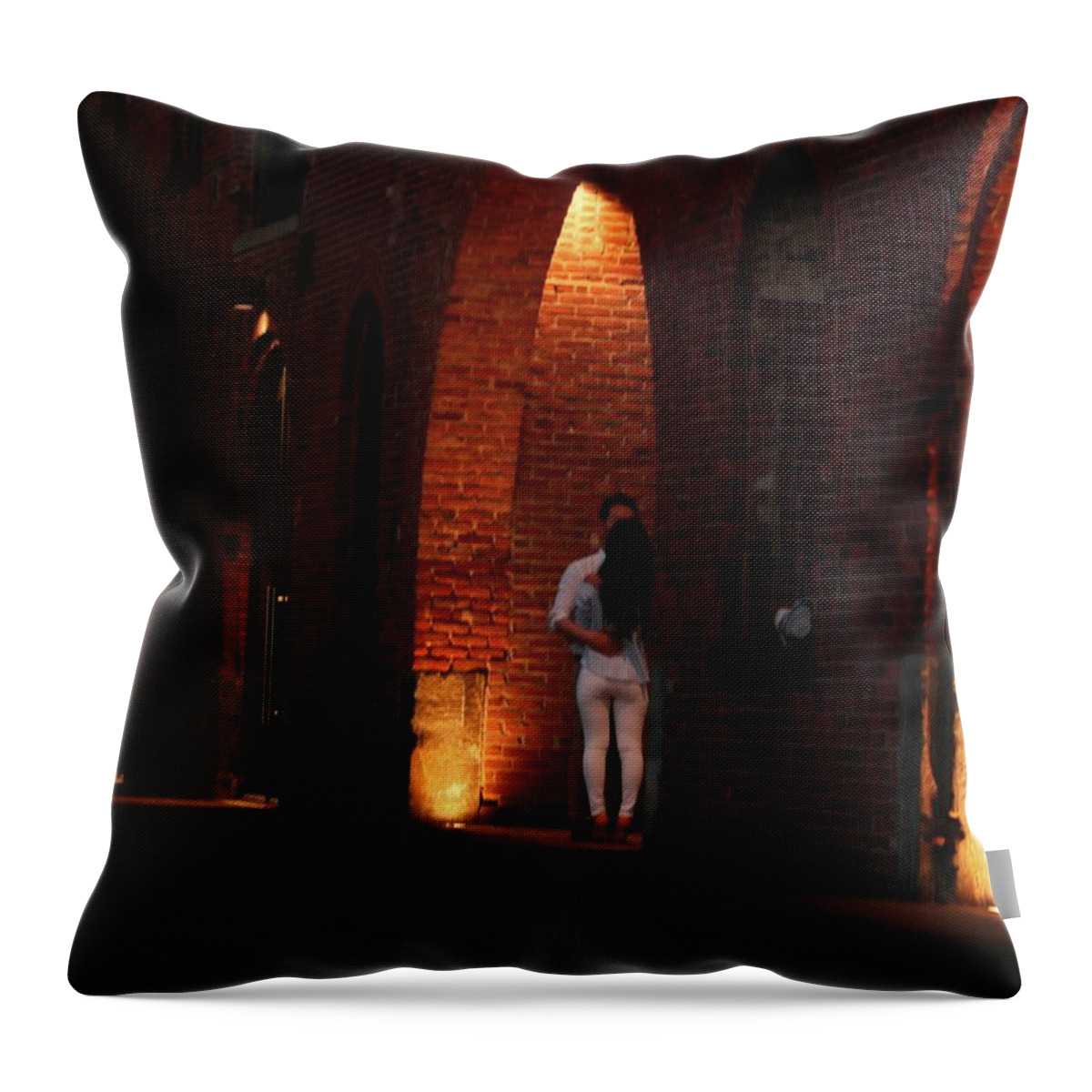 Humans Throw Pillow featuring the photograph A Summer Night's Kiss by Nick Difi