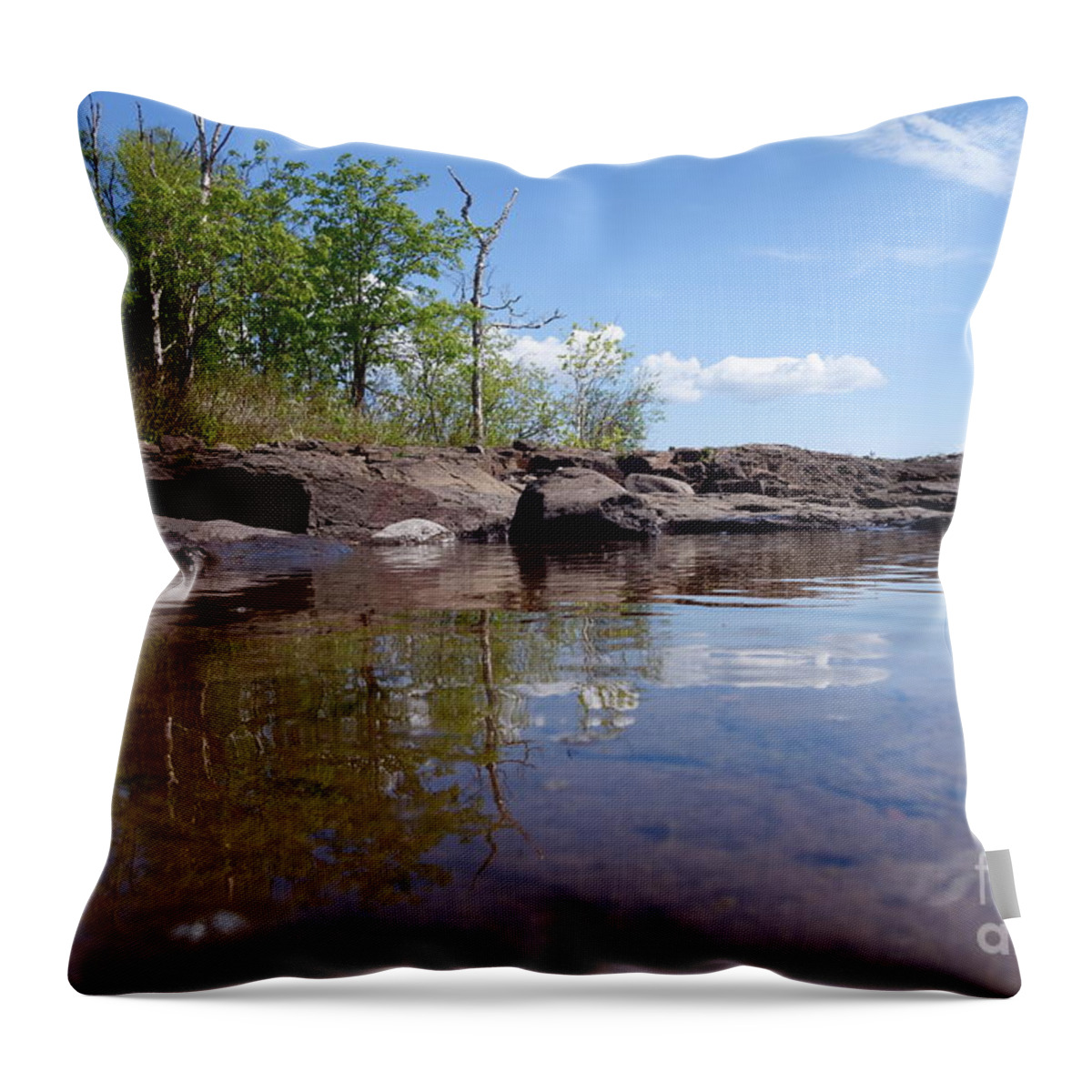 Lake Superior Throw Pillow featuring the photograph A Superior June day by Sandra Updyke