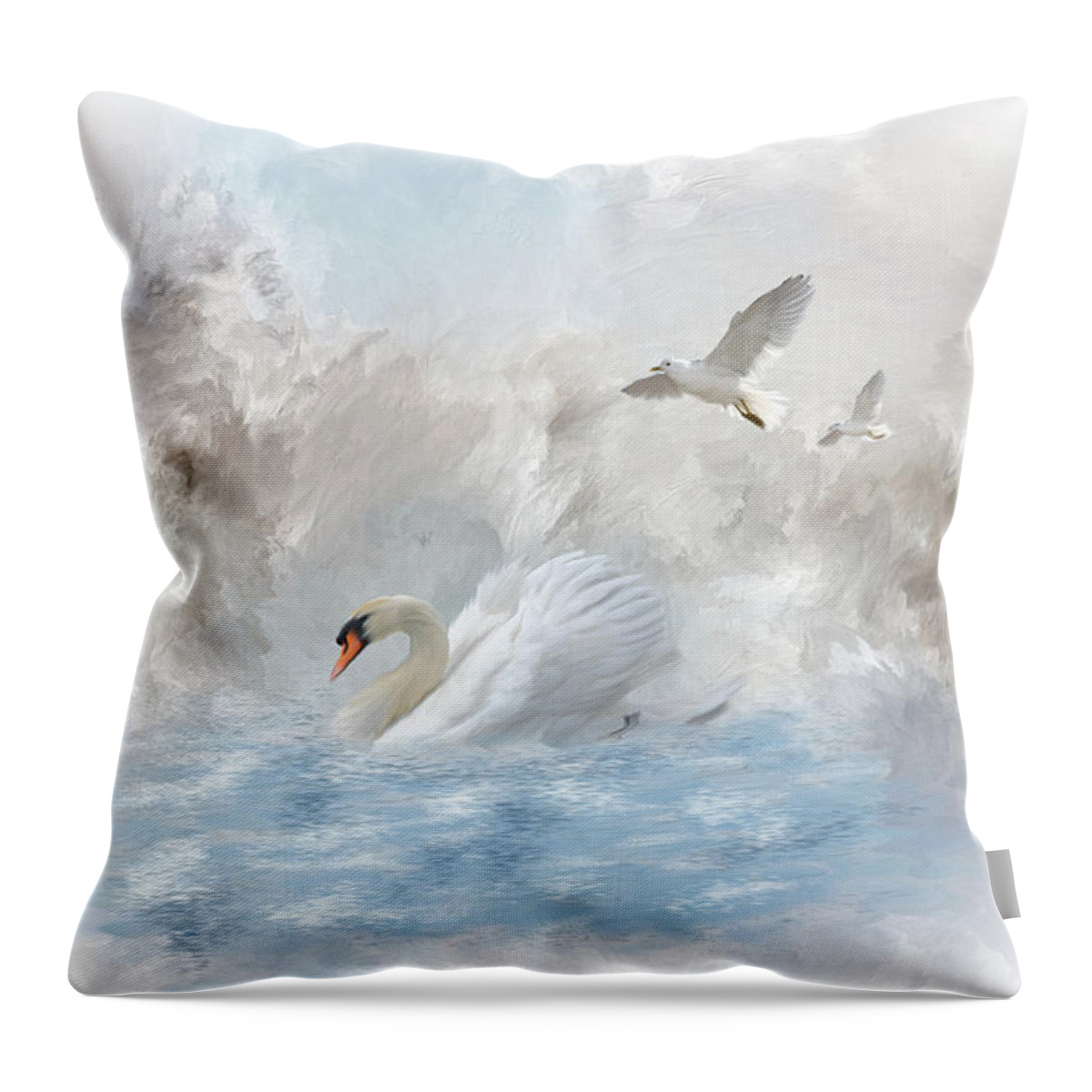 White Swan Throw Pillow featuring the photograph A Swan's Dream by Mary Timman