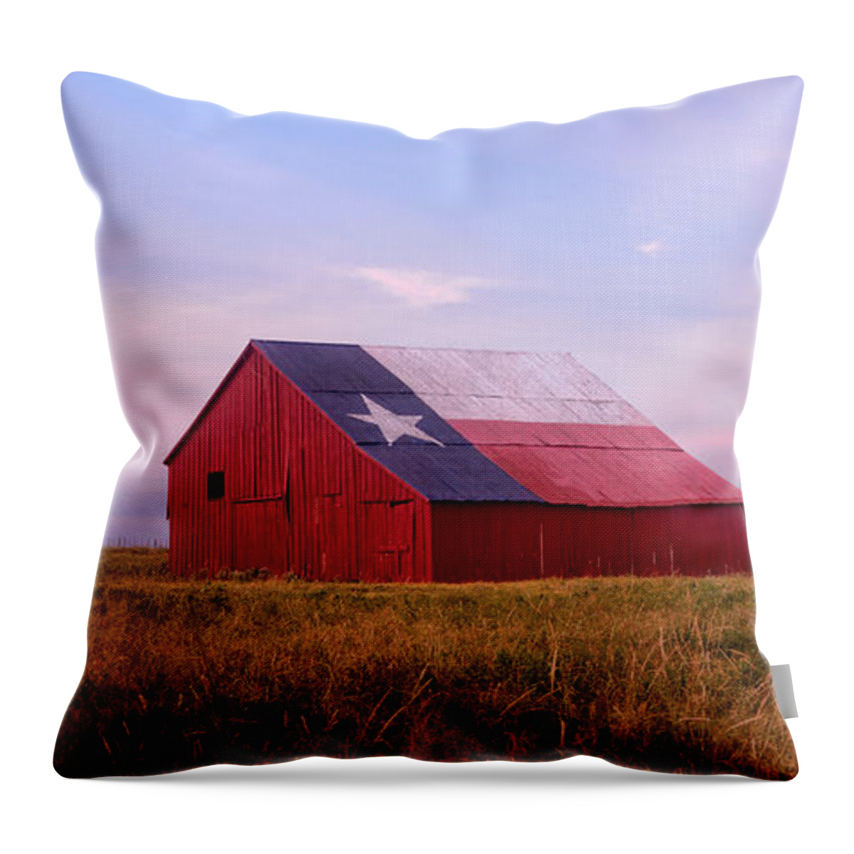 Texas Throw Pillow featuring the photograph A Texas Star Barn by Ronda Kimbrow