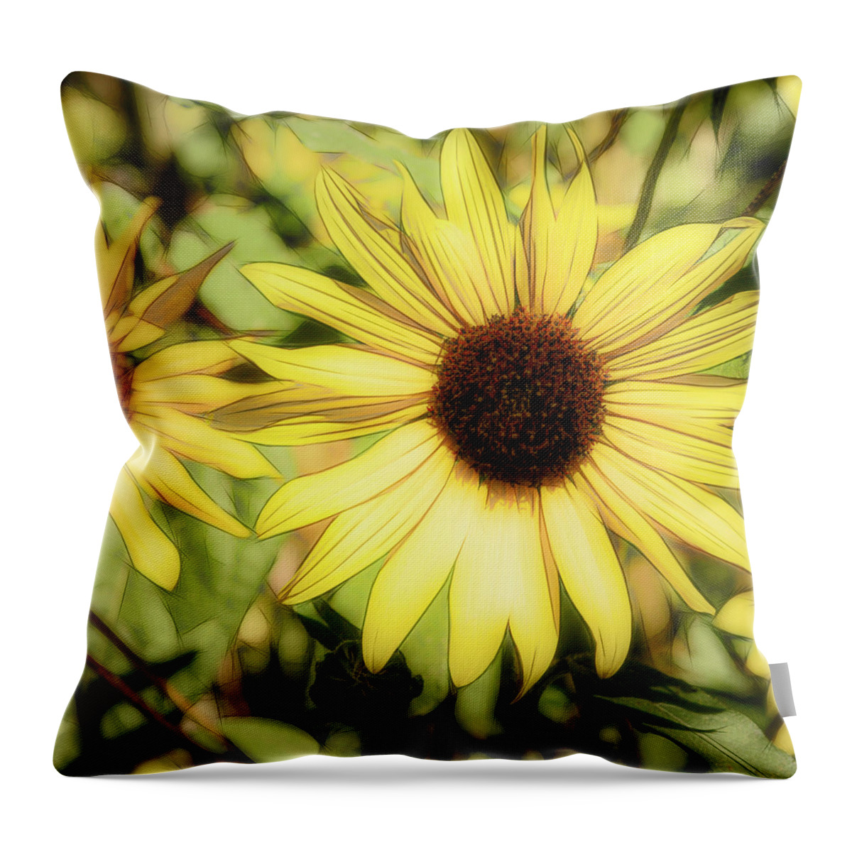 Desert Forest Garden Throw Pillow featuring the digital art A Trace Of Sunlight by Becky Titus