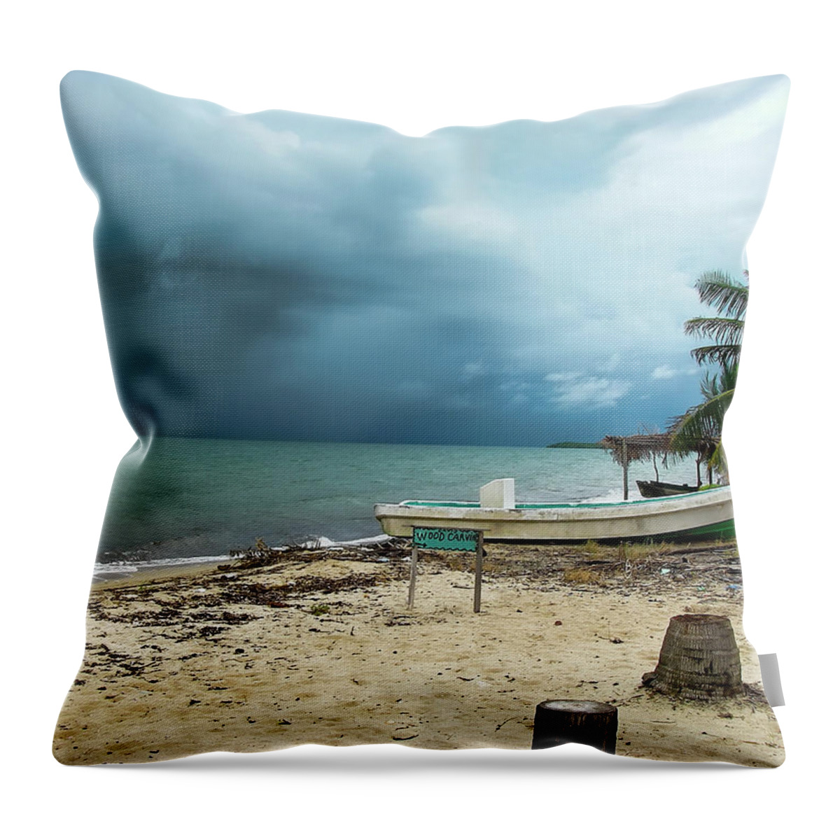 Belize Throw Pillow featuring the photograph A Tropical Depression off Belize by Waterdancer
