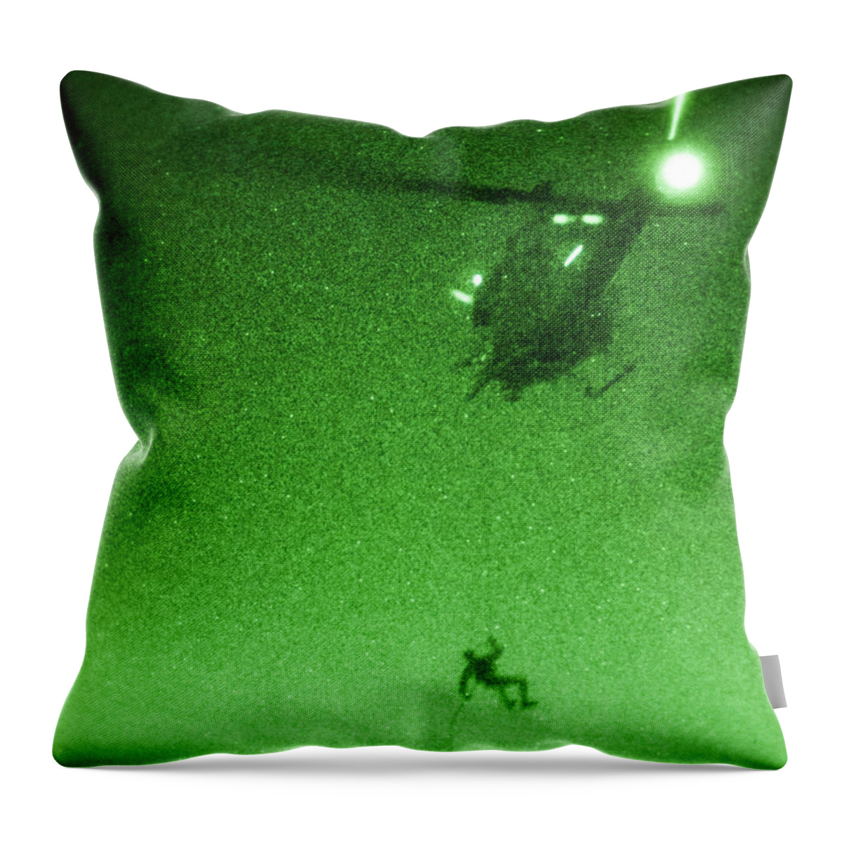 26th Meu Throw Pillow featuring the photograph A U.S. Marine rappels from a UH-1N Huey helicopter by Celestial Images
