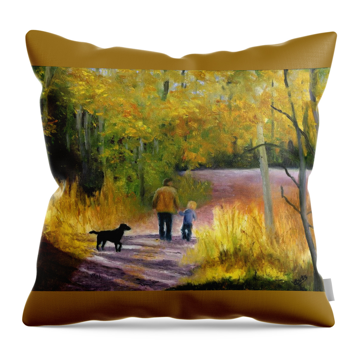Fall Throw Pillow featuring the painting A Walk in the Woods by Deborah Butts
