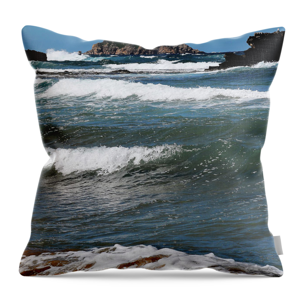 Outboor Throw Pillow featuring the photograph A windy day in the beach by Pedro Cardona Llambias