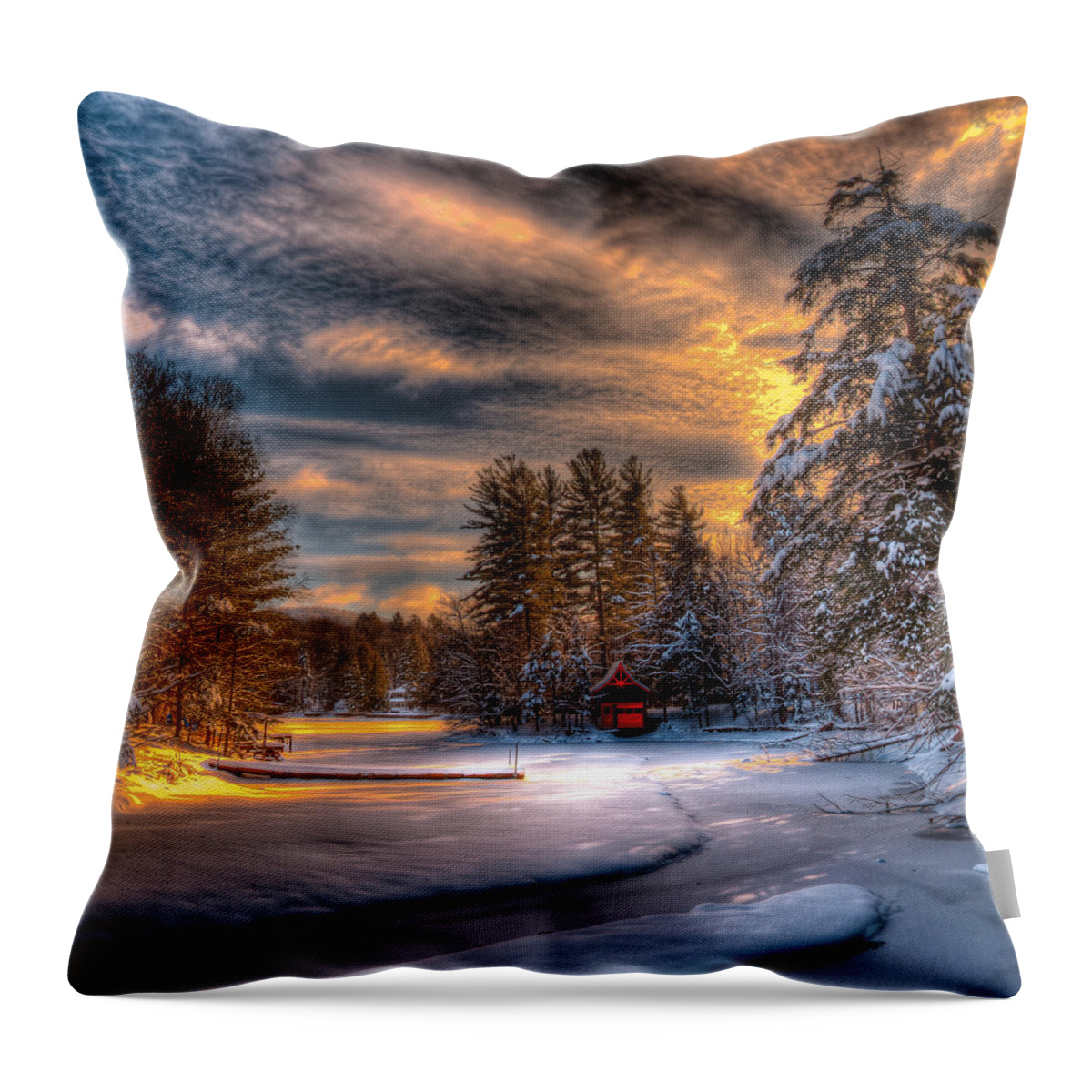 A Winter Sunset Throw Pillow featuring the photograph A Winter Sunset by David Patterson