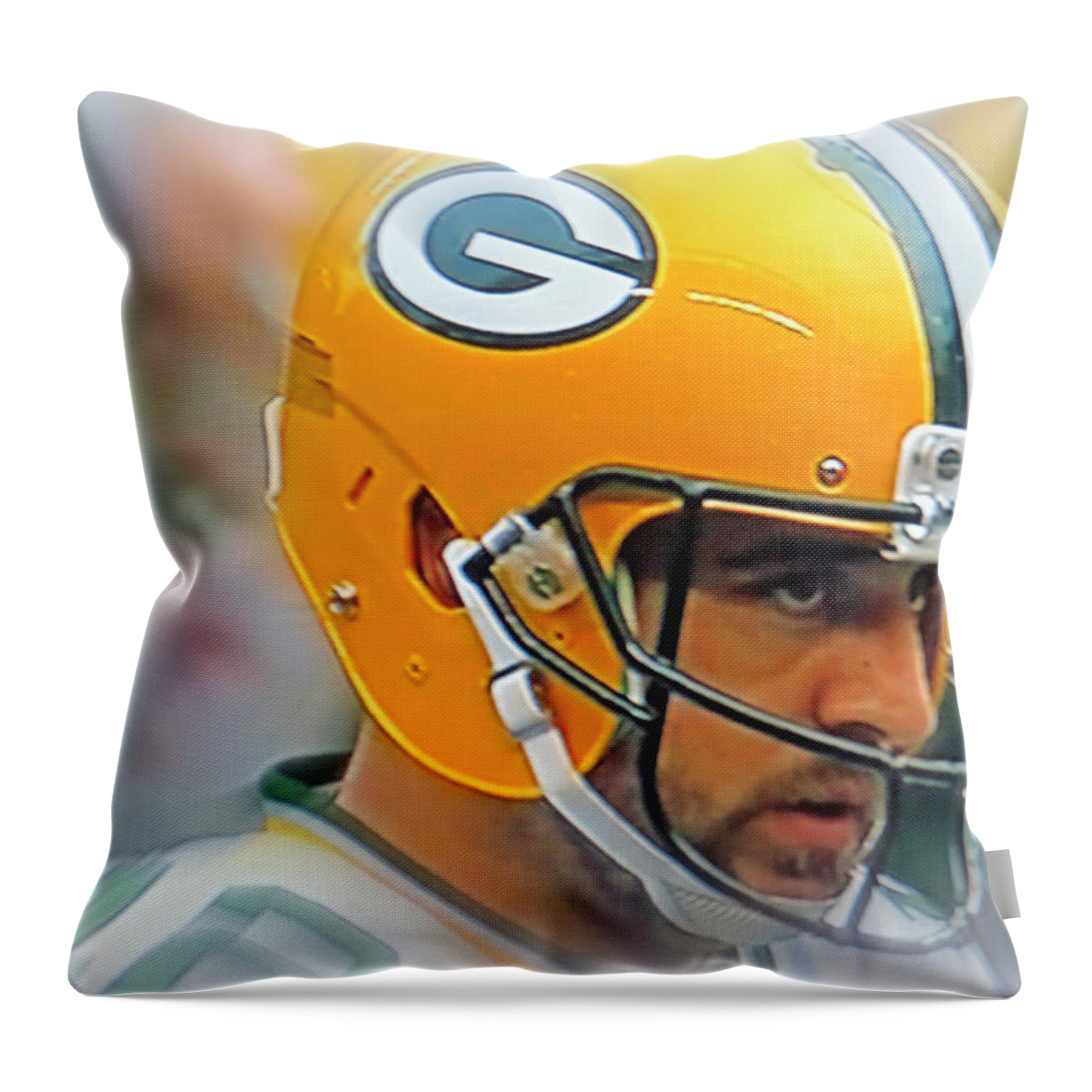 Aaron Rodgers Throw Pillow featuring the photograph Aaron Rodgers by Kay Novy