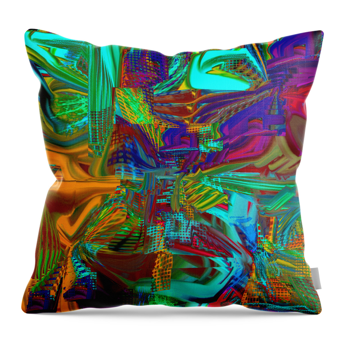 Original Modern Art Abstract Contemporary Vivid Colors Throw Pillow featuring the digital art Ab Sq by Phillip Mossbarger
