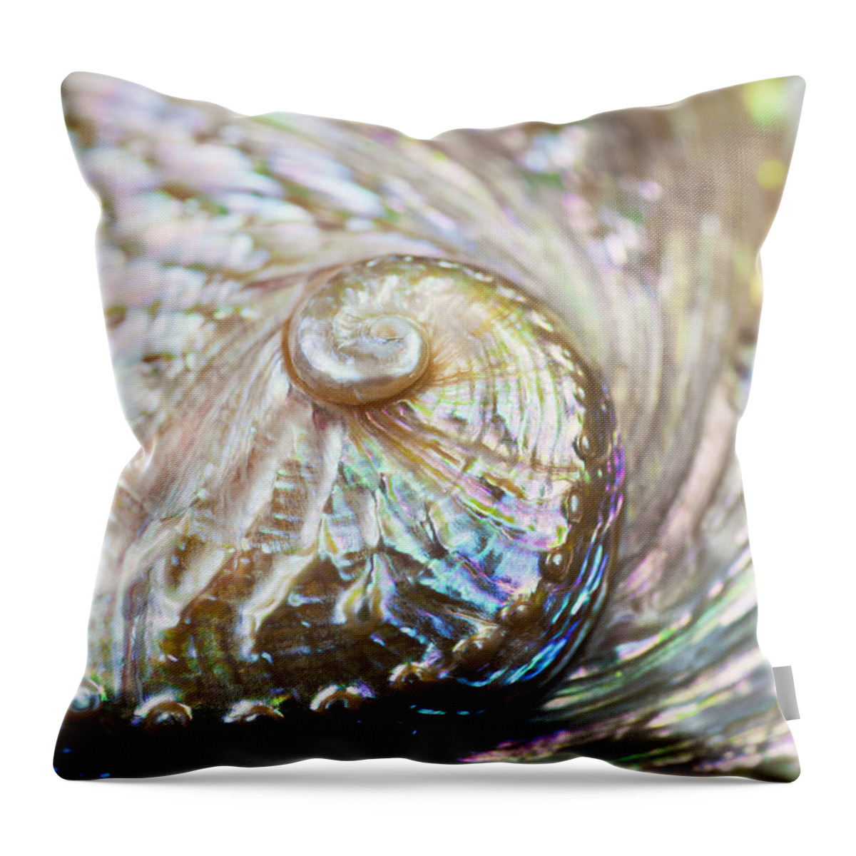 Abalone Throw Pillow featuring the photograph Abalone Shell Close-up by Bill Brennan - Printscapes