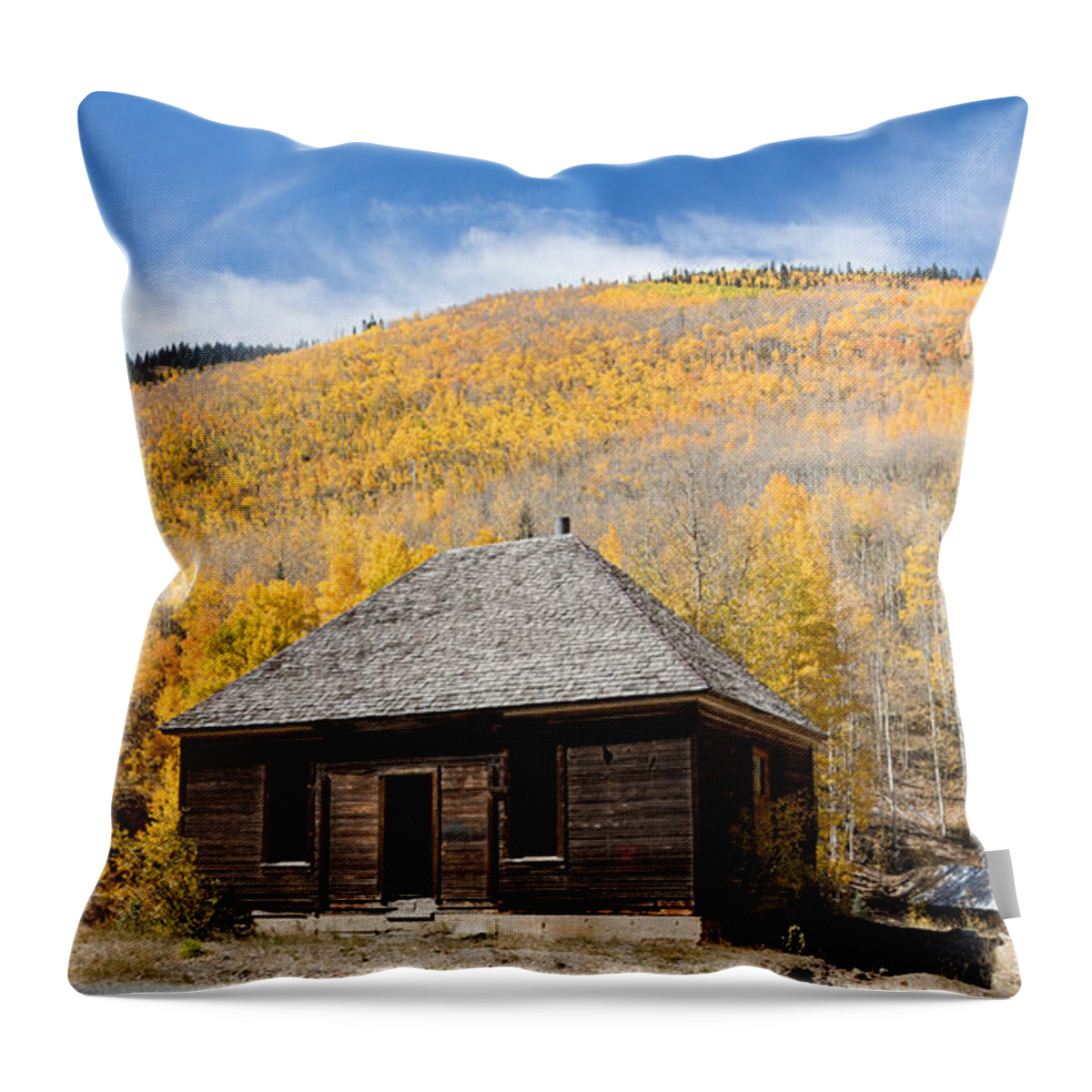 Carol M. Highsmith Throw Pillow featuring the photograph Abandoned cabin near the old mining town of Ironton by Carol M Highsmith