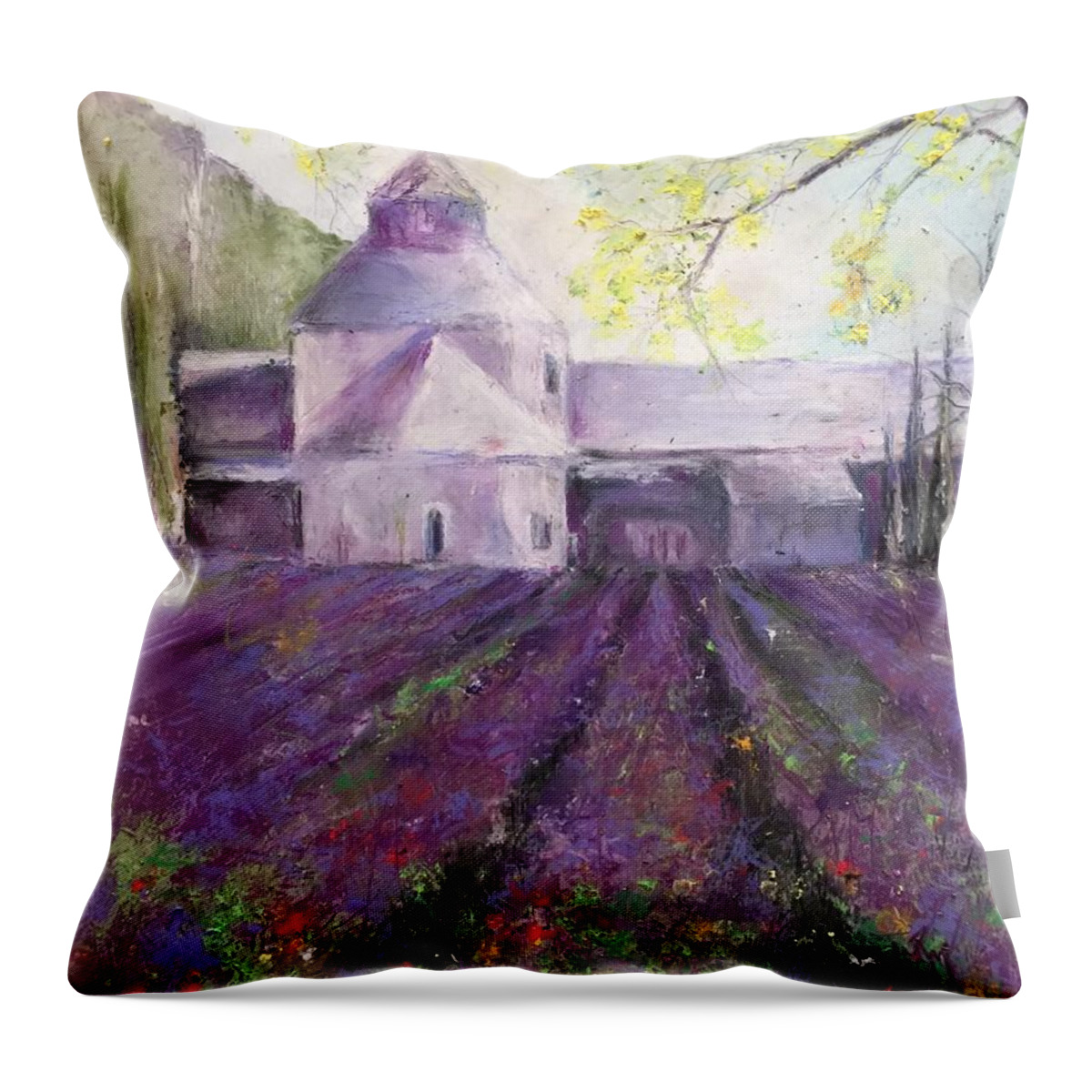 Abbey Throw Pillow featuring the painting Abbey Senanque  by Robin Miller-Bookhout