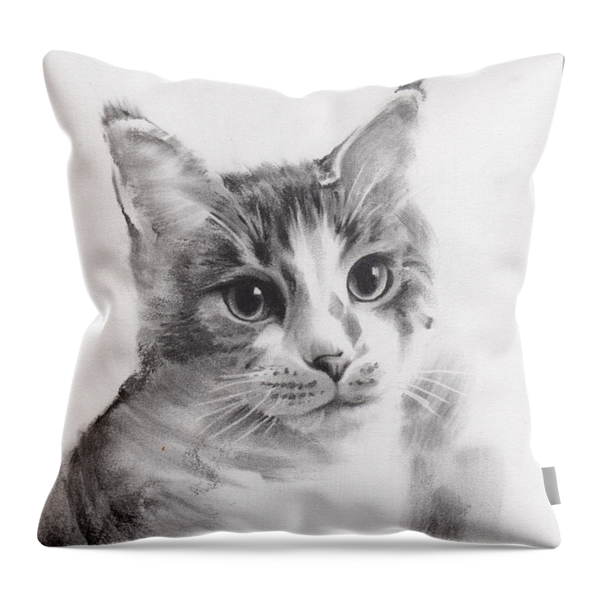Figurative Throw Pillow featuring the drawing Abbie by Paul Davenport