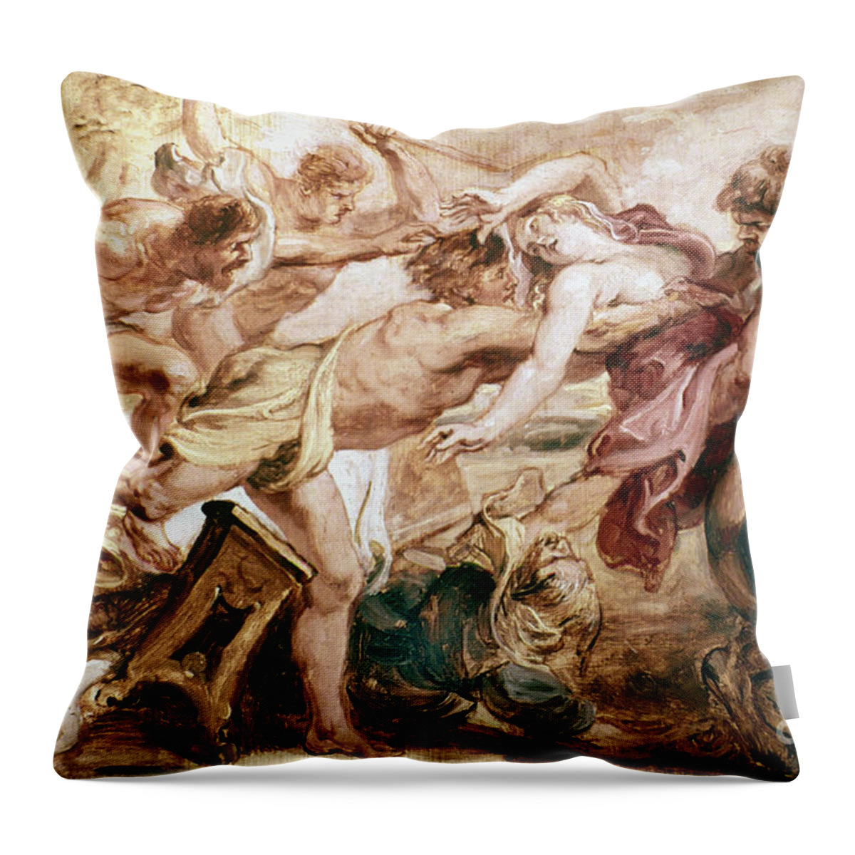 Abduction Throw Pillow featuring the painting Abduction Of Hippodamia by Granger
