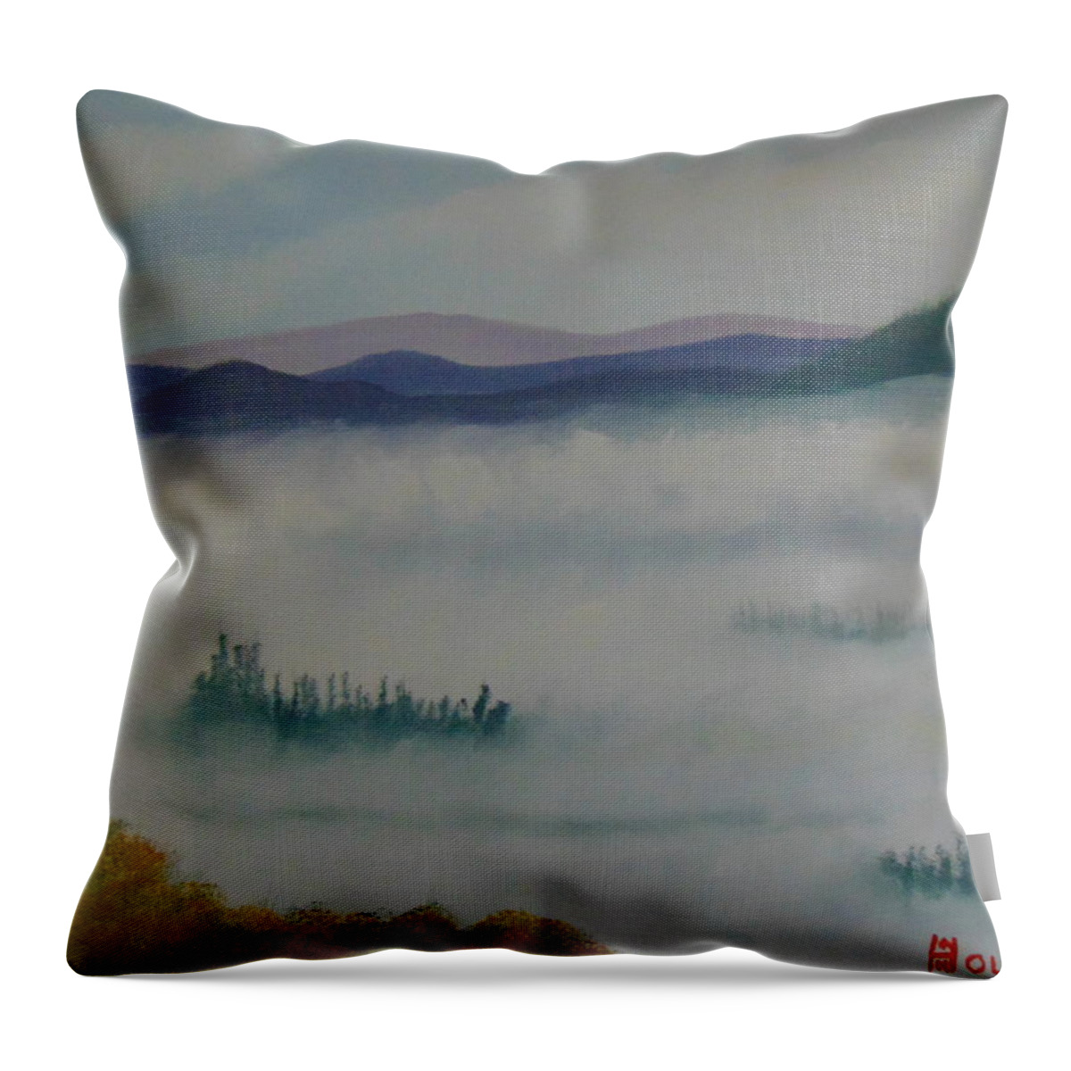 Bob Ross Style Throw Pillow featuring the painting Above The Clouds by Alan K Holt