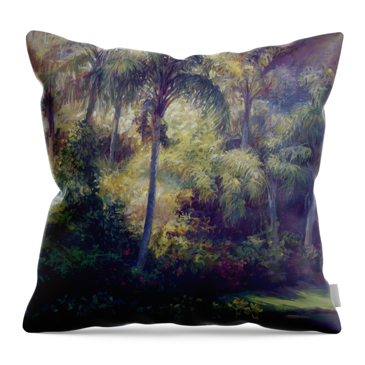Scenic Throw Pillow featuring the painting Above the Palms by Laurie Snow Hein