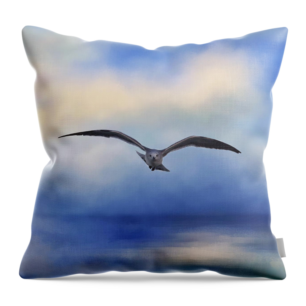 Seagull Throw Pillow featuring the photograph Above the Sea by Kim Hojnacki