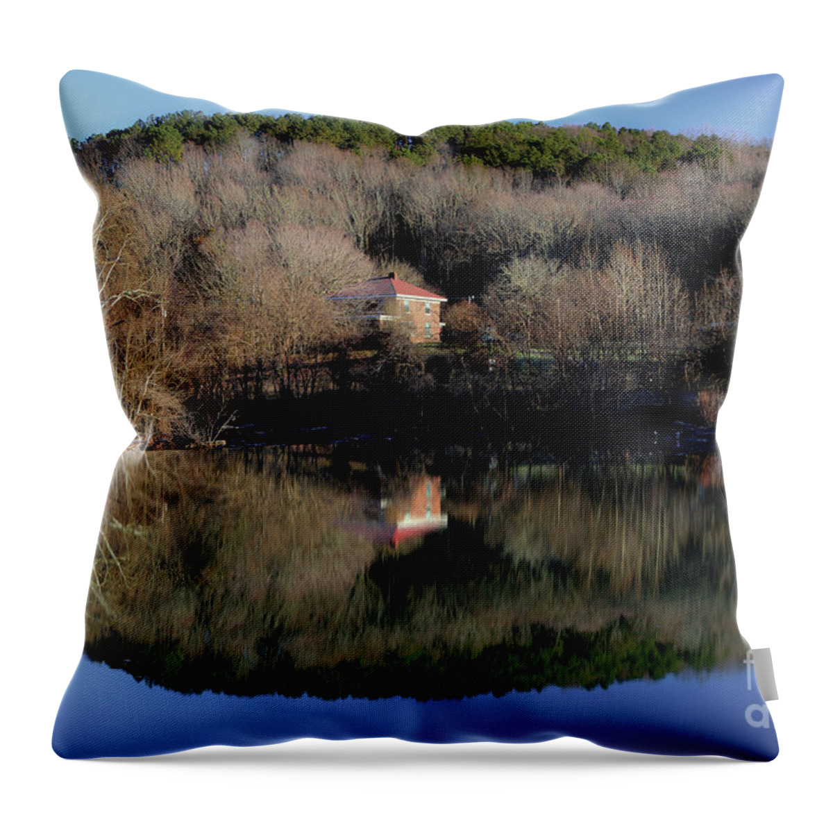 River Reflection Throw Pillow featuring the photograph Above The Waterfall Reflection by Michael Eingle