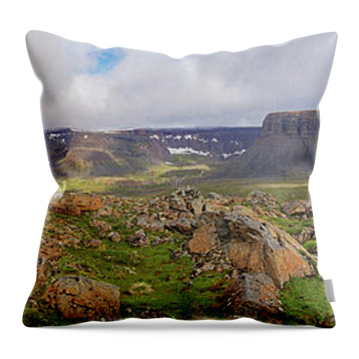 Prott Throw Pillow featuring the photograph above the westfjords of Iceland 2 by Rudi Prott