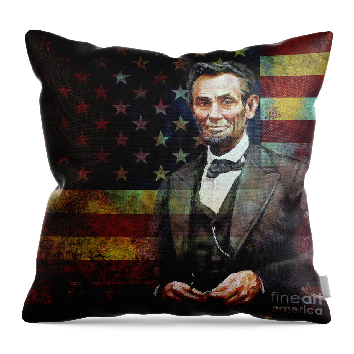 American Throw Pillow featuring the painting Abraham Lincoln the President by Gull G