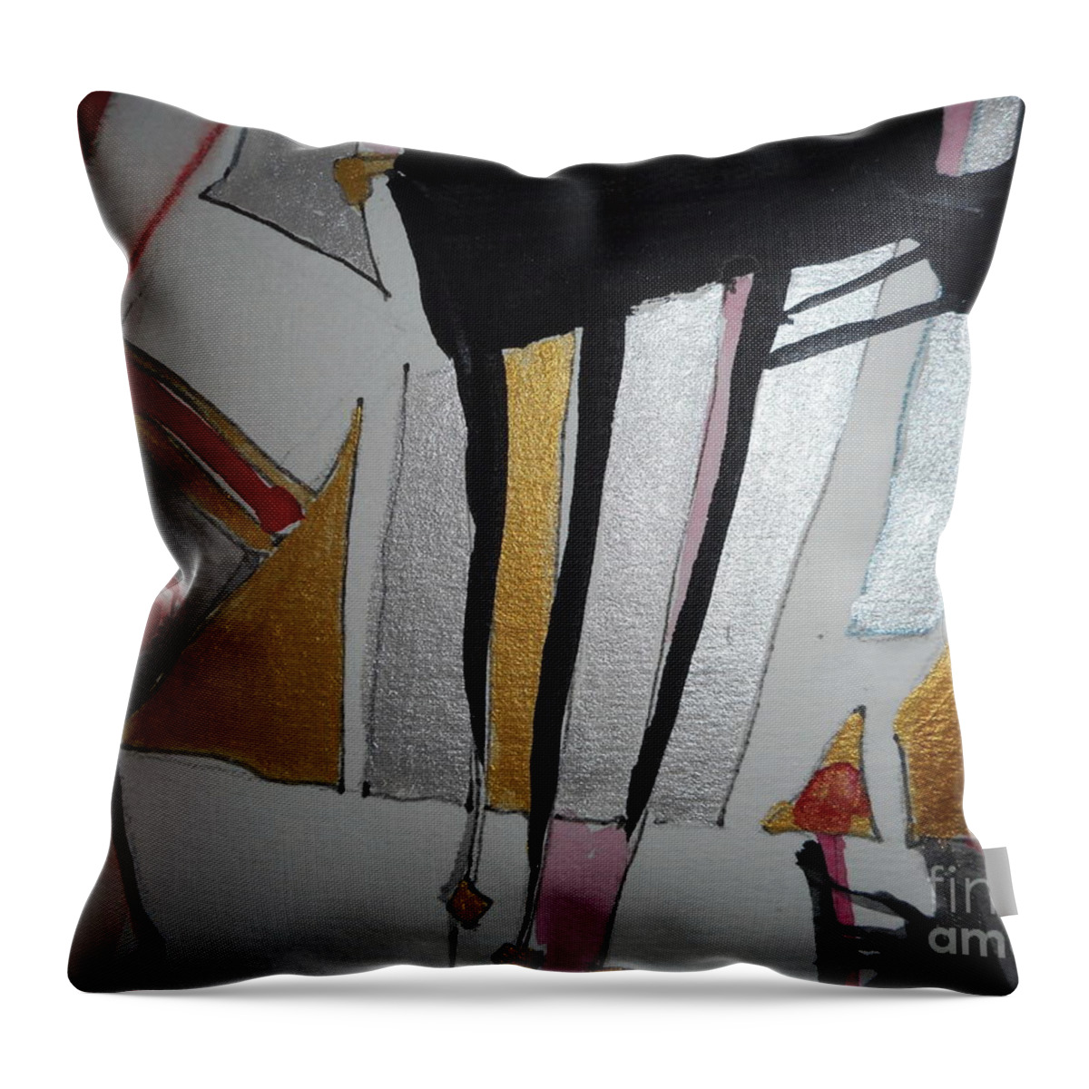 Katerina Stamatelos Throw Pillow featuring the painting Abstract-13 by Katerina Stamatelos