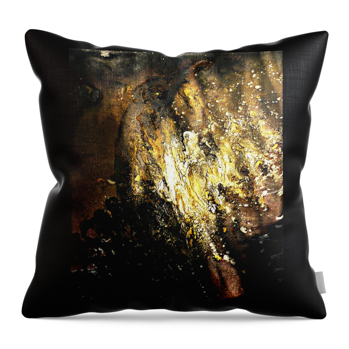 Gold Throw Pillow featuring the painting The Eagle's Emanations by 'REA' Gallery