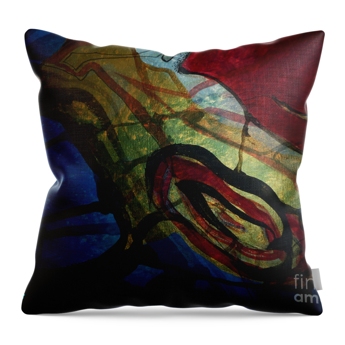 Katerina Stamatelos Throw Pillow featuring the painting Abstract-31 by Katerina Stamatelos