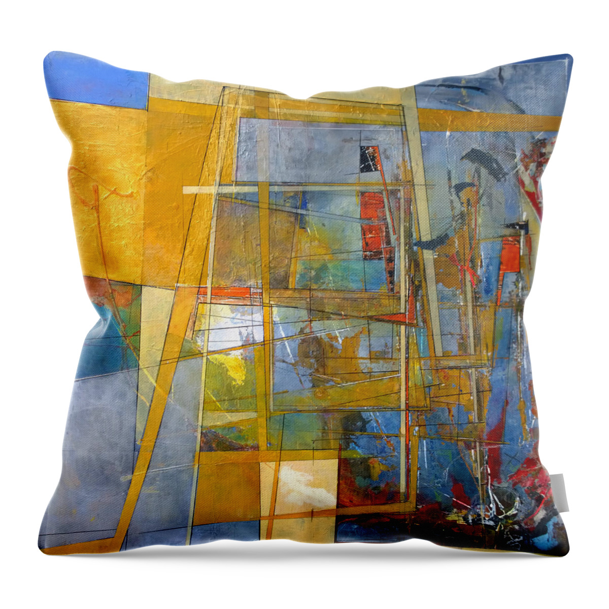 Abstract Geometric Drafted Expressionism Action Urban Figures Robert Anderson Wilmington North Carolina Architectural Throw Pillow featuring the painting Abstract #38 by Robert Anderson